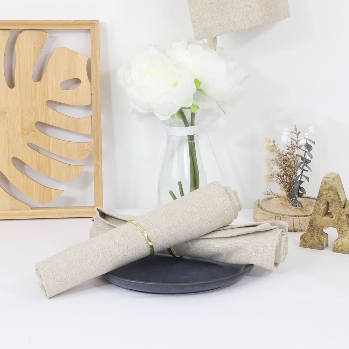 Lot de 6 serviettes de table 100% Lin LINELLE beige, LINANDELLE