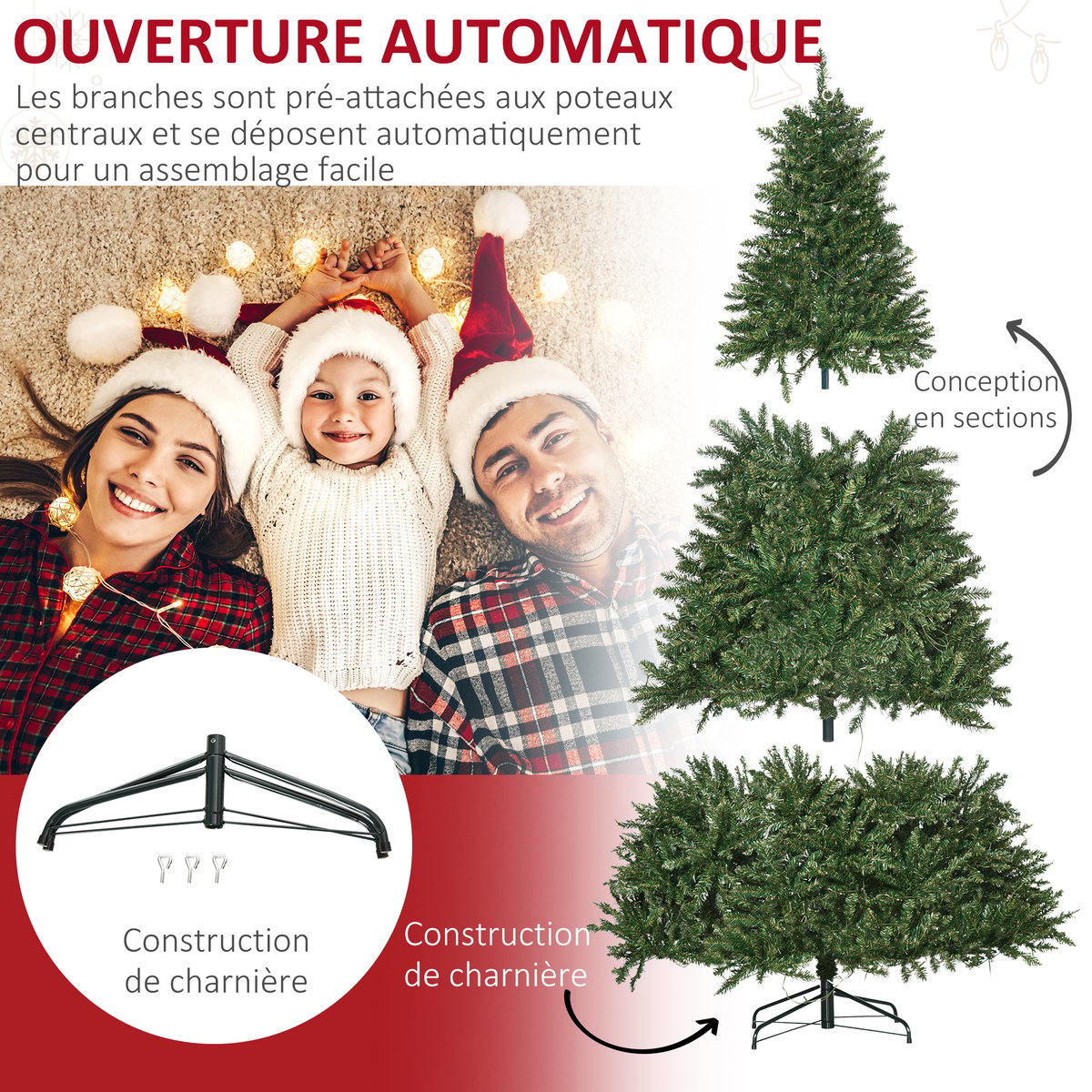 Sapin de Noël Plastique Vert doré, HOMCOM
