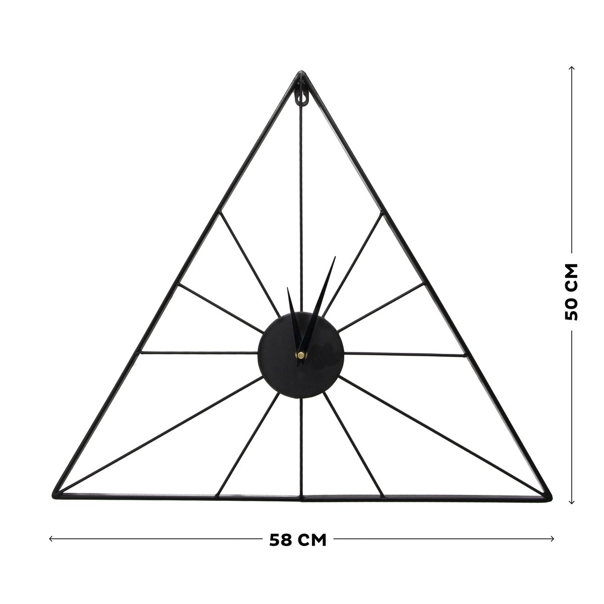 Horloge murale triangulaire en métal noir, ART FOR THE HOME