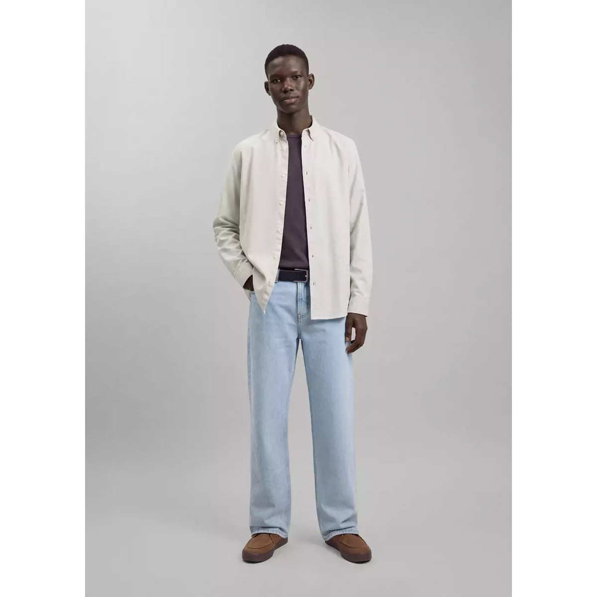 Chemise coton à poche gris clair/pastel, MANGO TEEN