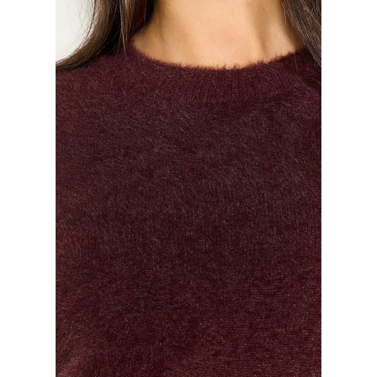 Pull en maille douce bordeaux wine, LOLALIZA