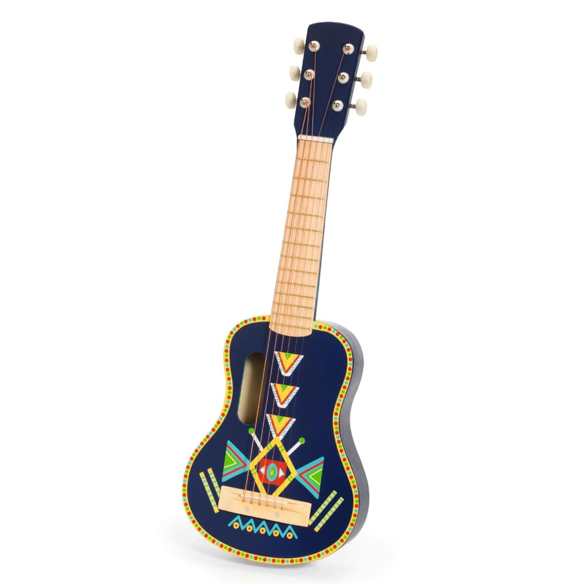 Guitare à cordes métalliques bleu, beige, jaune, DJECO