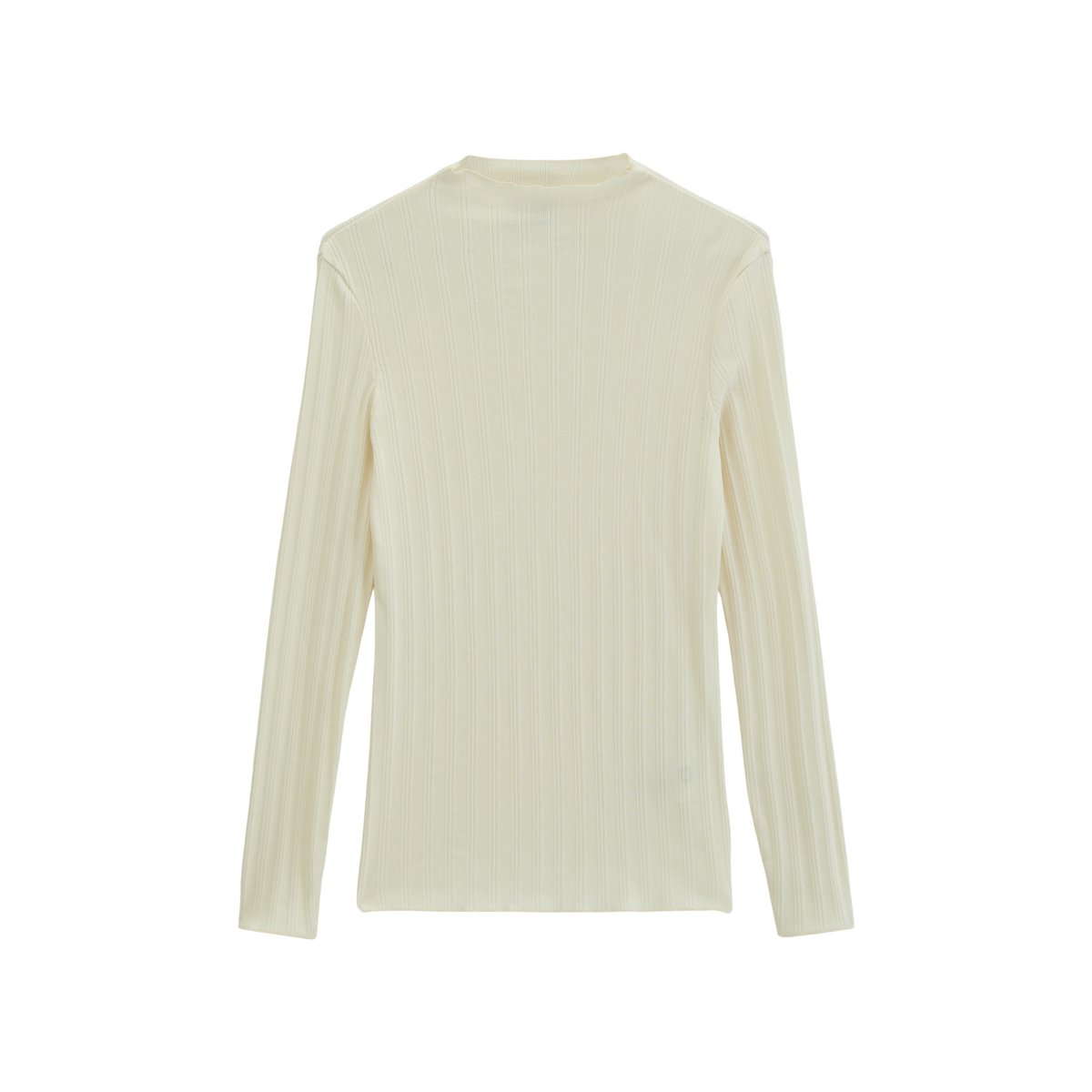 T-shirt à manches longues côtelé, coupe ajustée en jersey de coton extensible blanc, MARC O’POLO DENIM