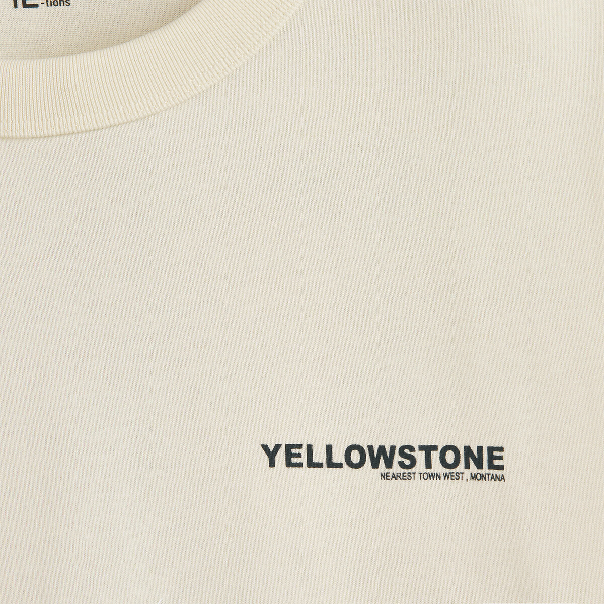 T-shirt col rond, manches courtes ecru, LA REDOUTE COLLECTIONS