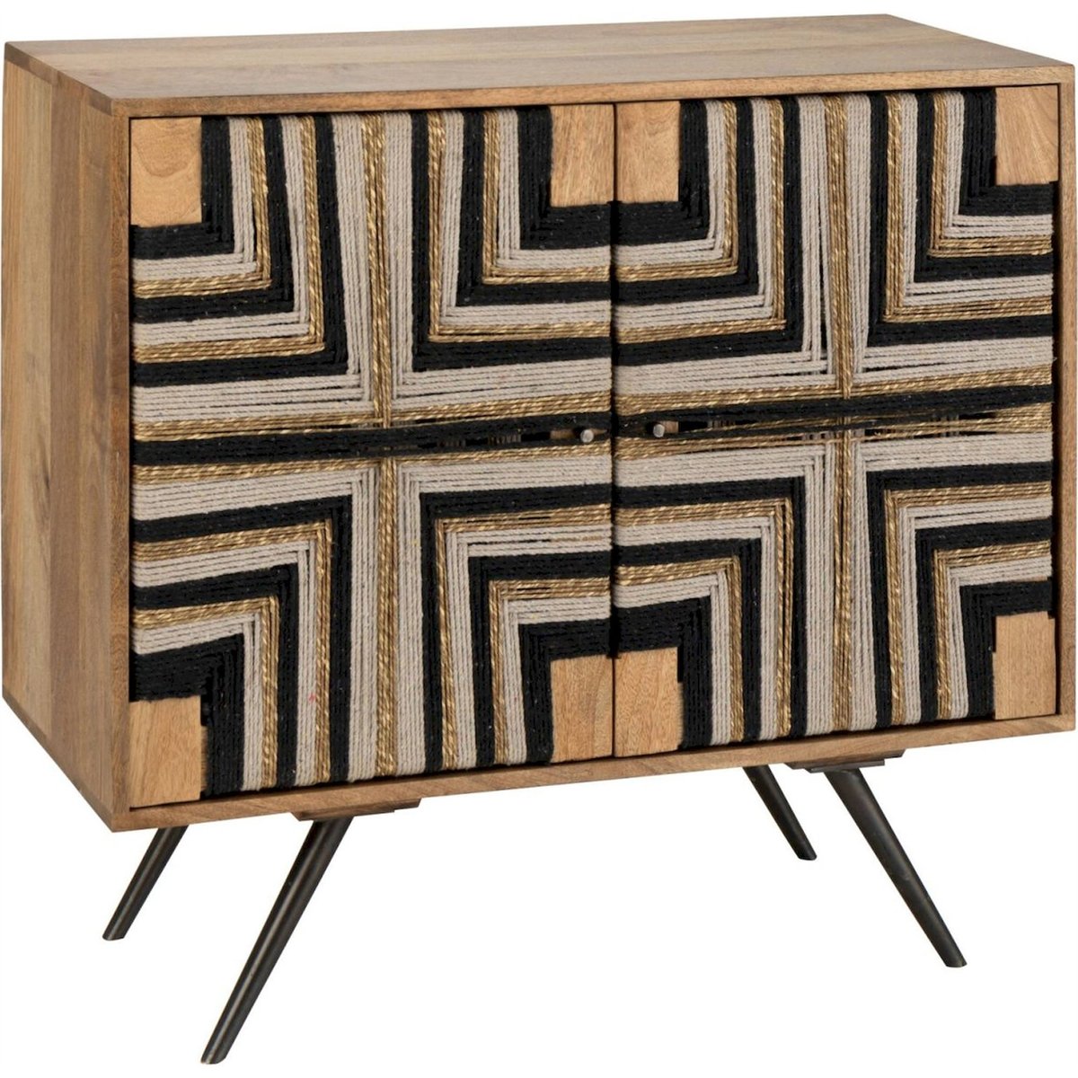 Buffet en bois motif fils tissés naturel et noir, RECOLLECTION