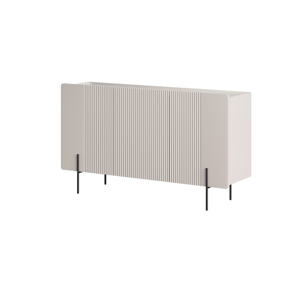 Buffet bas en panneaux de particules et MDF 4 portes 150 cm, MATHILDE beige, BOBOCHIC