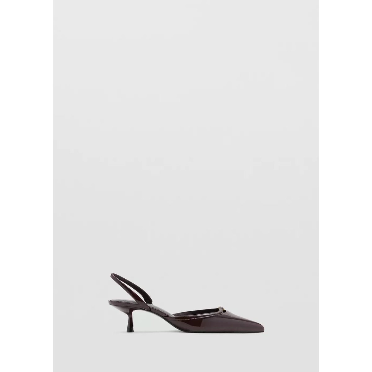 Chaussure à talon kitten en cuir verni bordeaux, MANGO