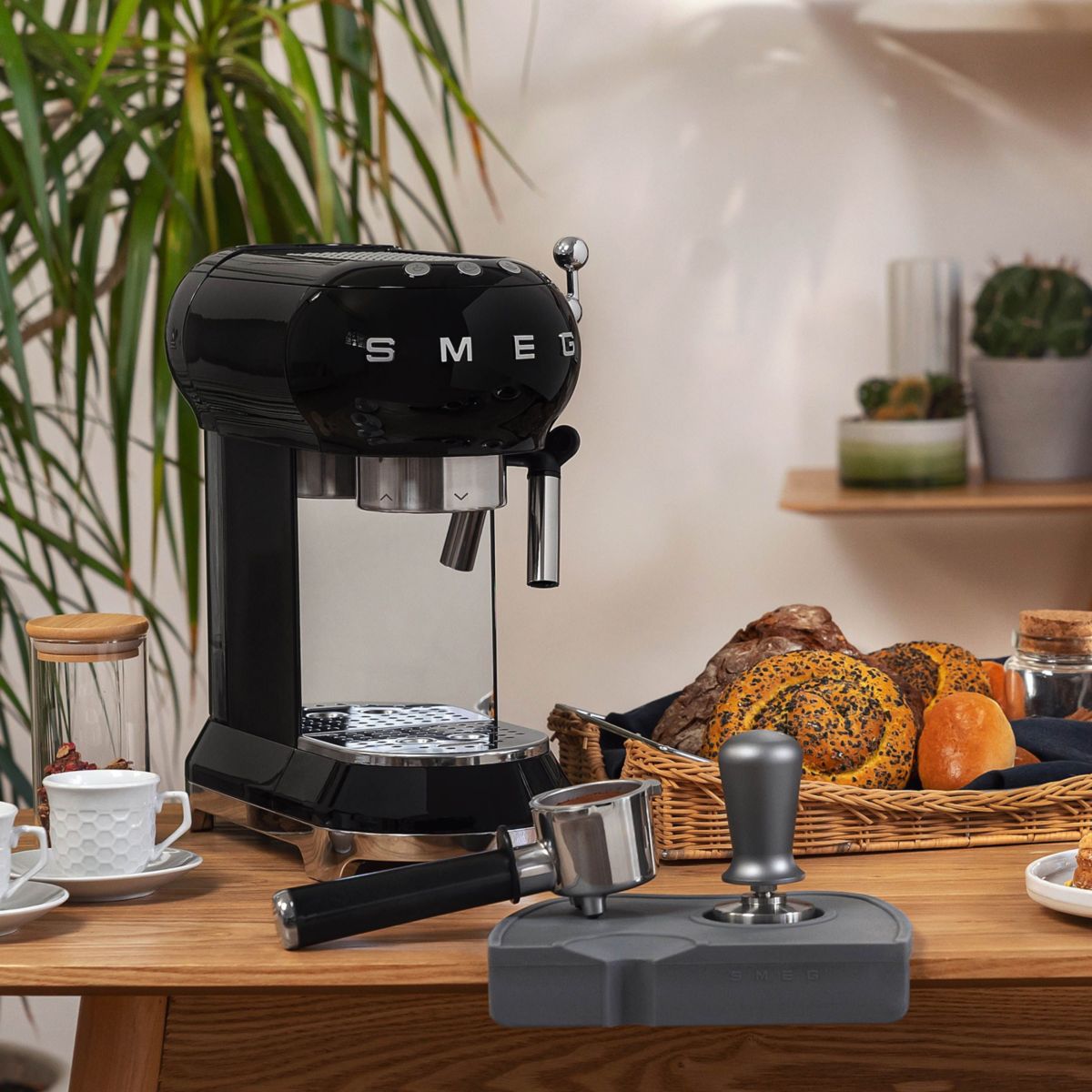 Coffret Set tasseur café mã©tal et gris, SMEG