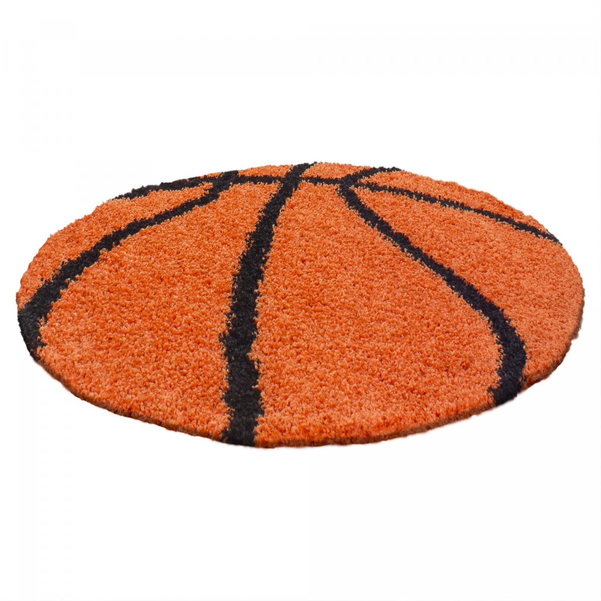 Tapis enfant tissé SHAGGY BASKET orange, noir, UN AMOUR DE TAPIS