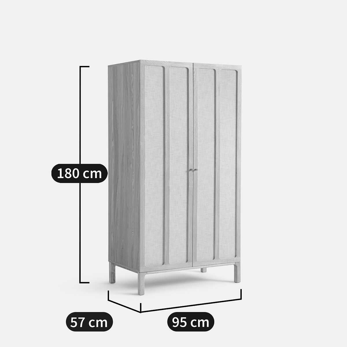 Armoire 2 portes, plaqué frêne et tissu lin, Esmara  teinté chêne /lin, LA REDOUTE INTERIEURS
