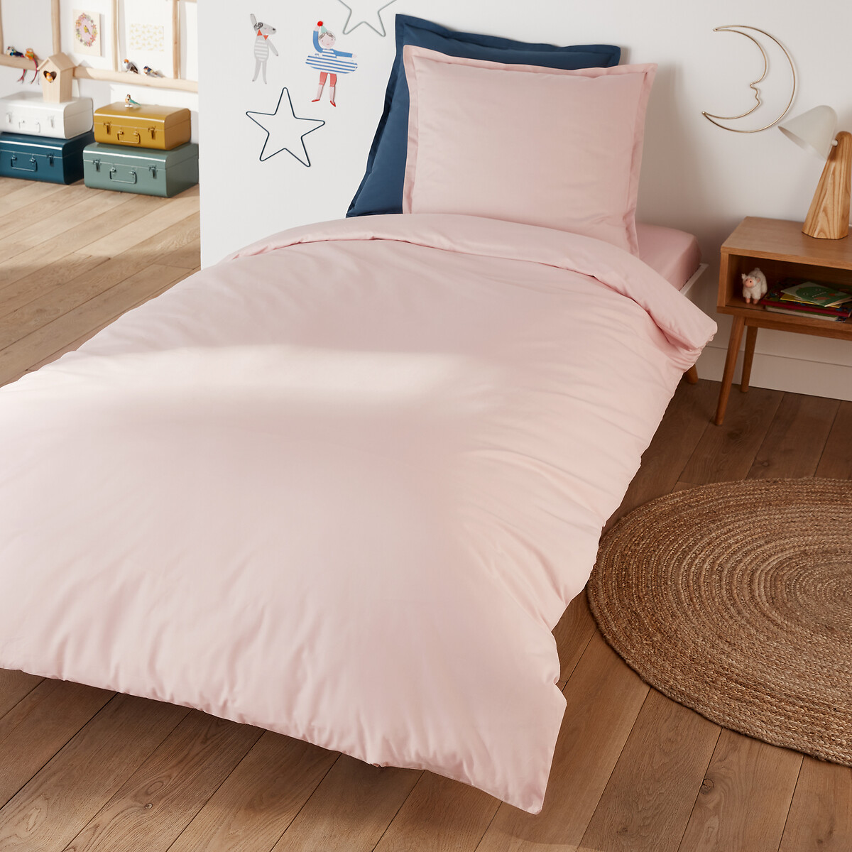 Taie d'oreiller en percale de coton, 80 fils, Scénario rose poudré, LA REDOUTE INTERIEURS