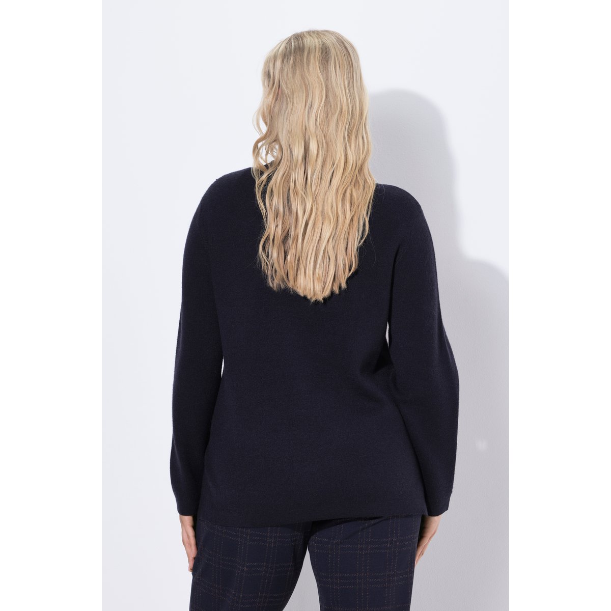 Pull, fleurs, oversize, col montant marine, ULLA POPKEN