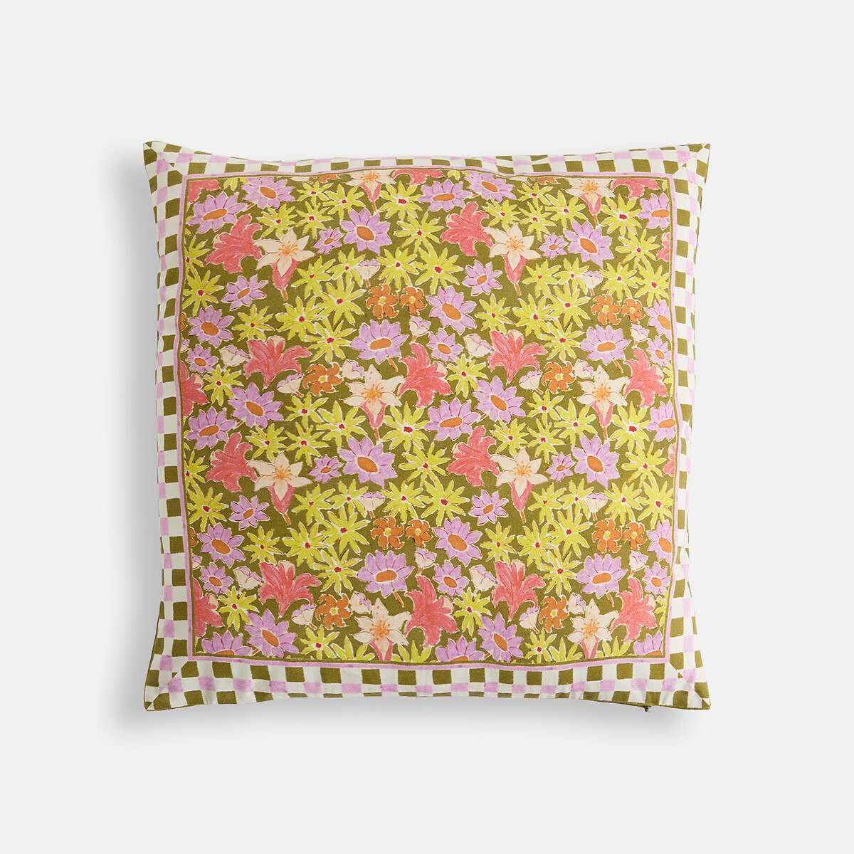 Housse de coussin carrée 45x45 cm, en coton imprimé fleurs, DELILA imprimé fleuri, LA REDOUTE INTERIEURS
