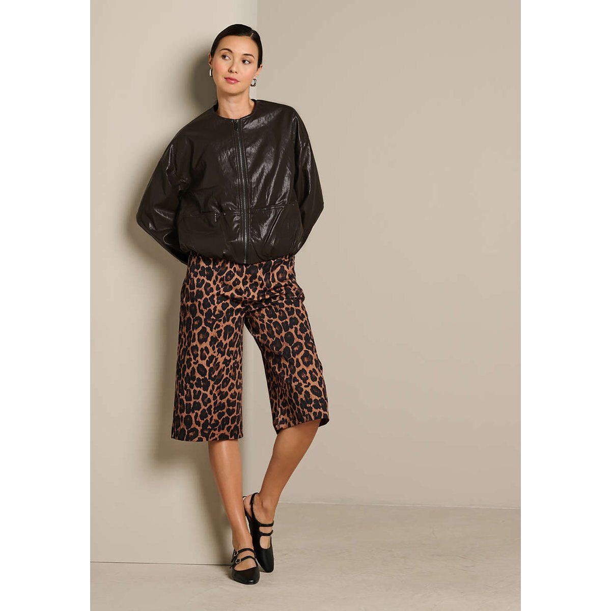 Bomber effet cuir zippé brun fonce chocolate, LOLALIZA