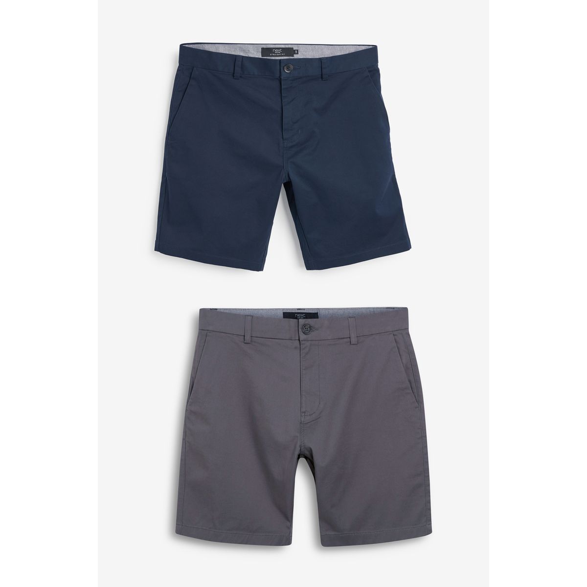 Short Chino Droit Stretch bleu/gris, NEXT