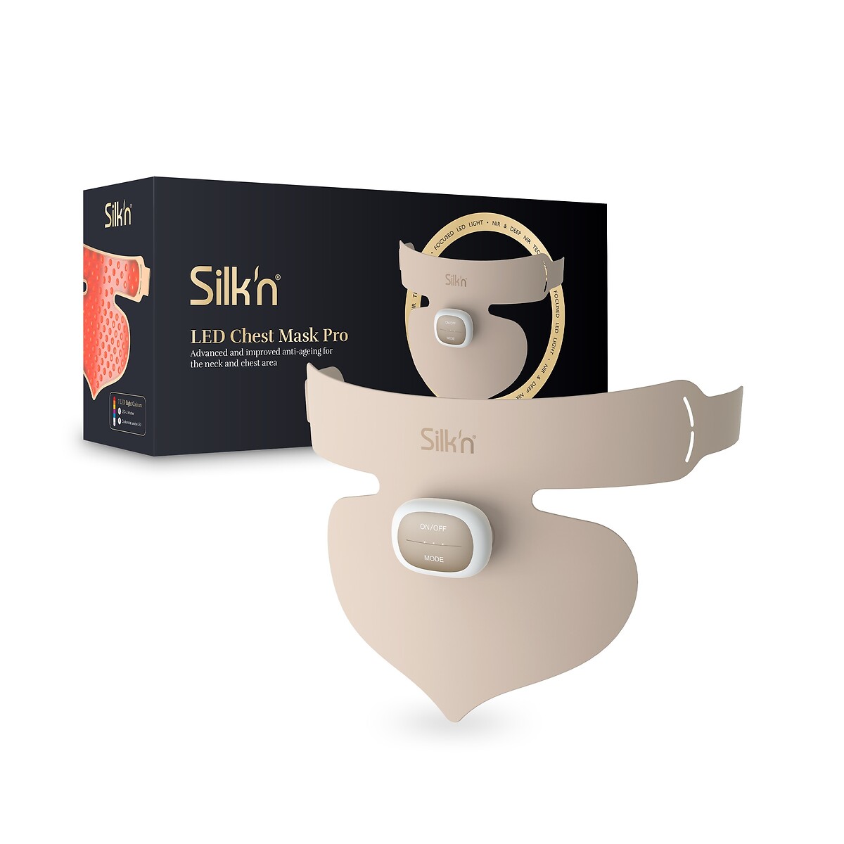 Masque LED anti-âge cou et décolleté blanc, SILKN