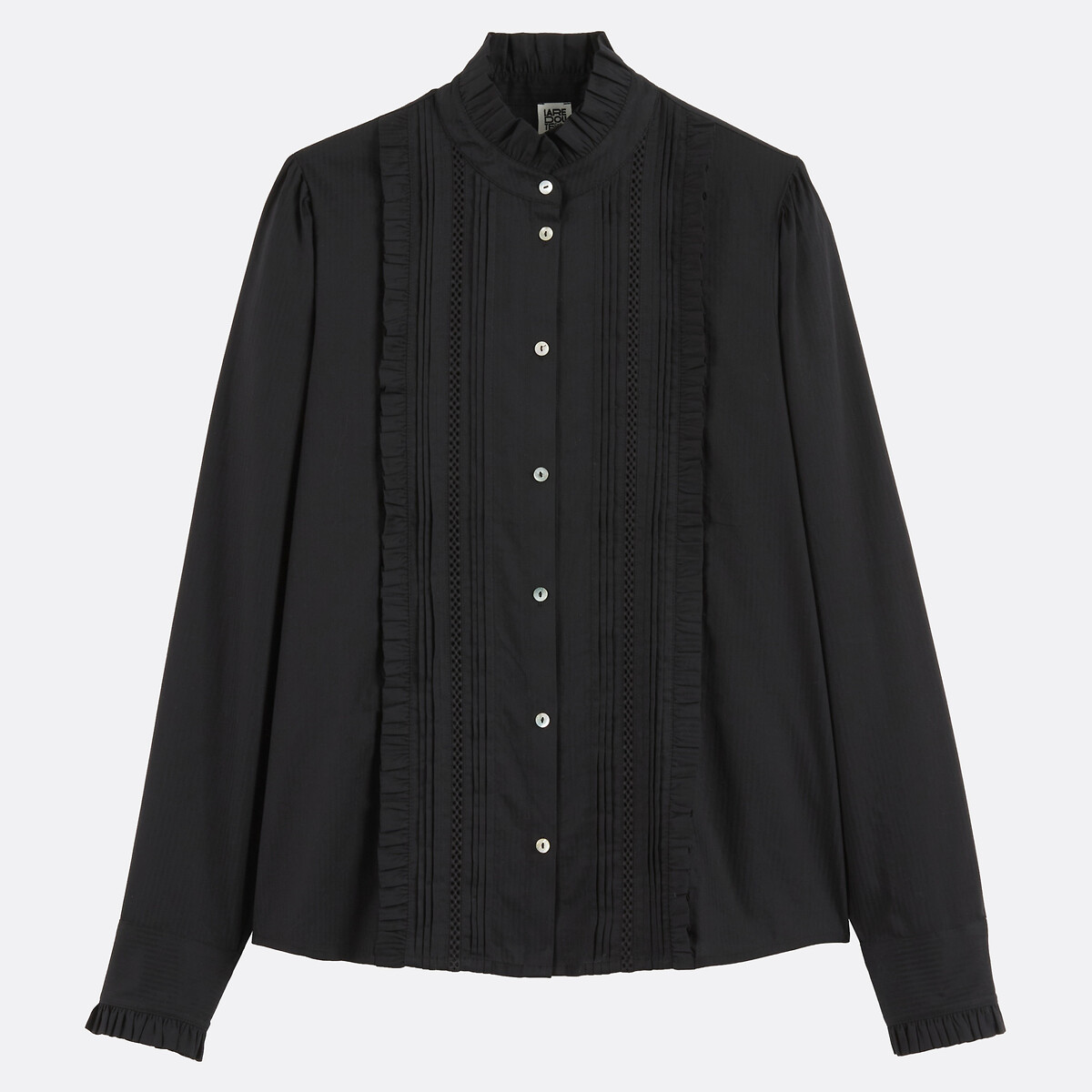 Blouse col victorien manches longues avec plastron noir, LA REDOUTE COLLECTIONS