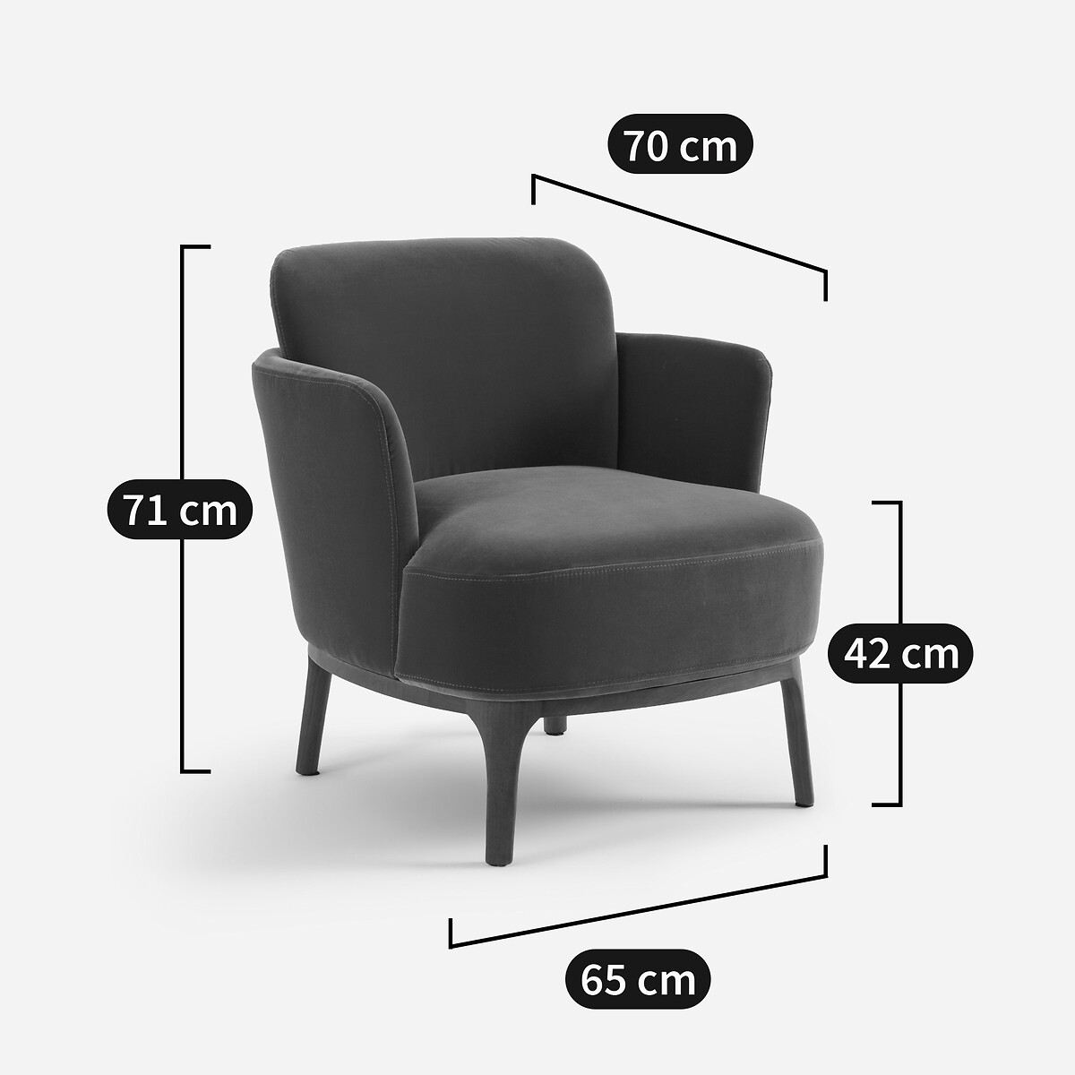 Fauteuil en noyer massif et tissu velours, JABOTE caramel, AM.PM
