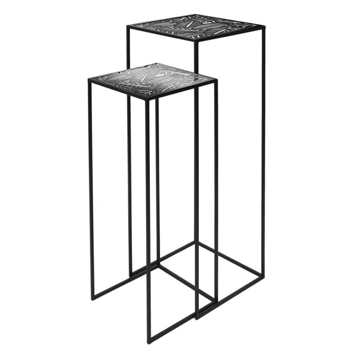 Lot de 2 sellettes en métal gigognes Havana noir, DECORATIE