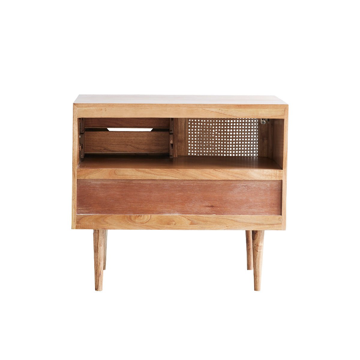 Meuble de salle de bain en mindi massif et cannage 85 cm HANA naturel, BERAH GETAH
