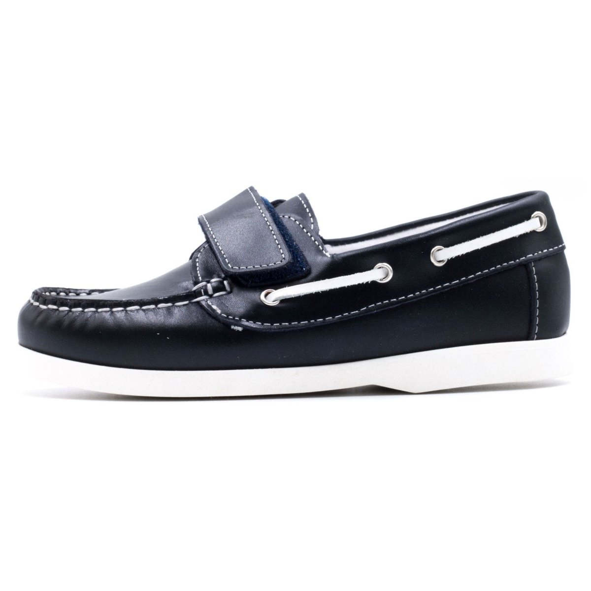 Chaussures bateau enfant en cuir, faciles à enfiler - BONI BOAT bleu marine, BONI&SIDONIE