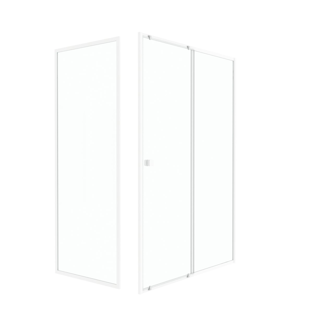 Porte de douche coulissante en verre trempé avec paroi de retour blanc, HOME MAISON