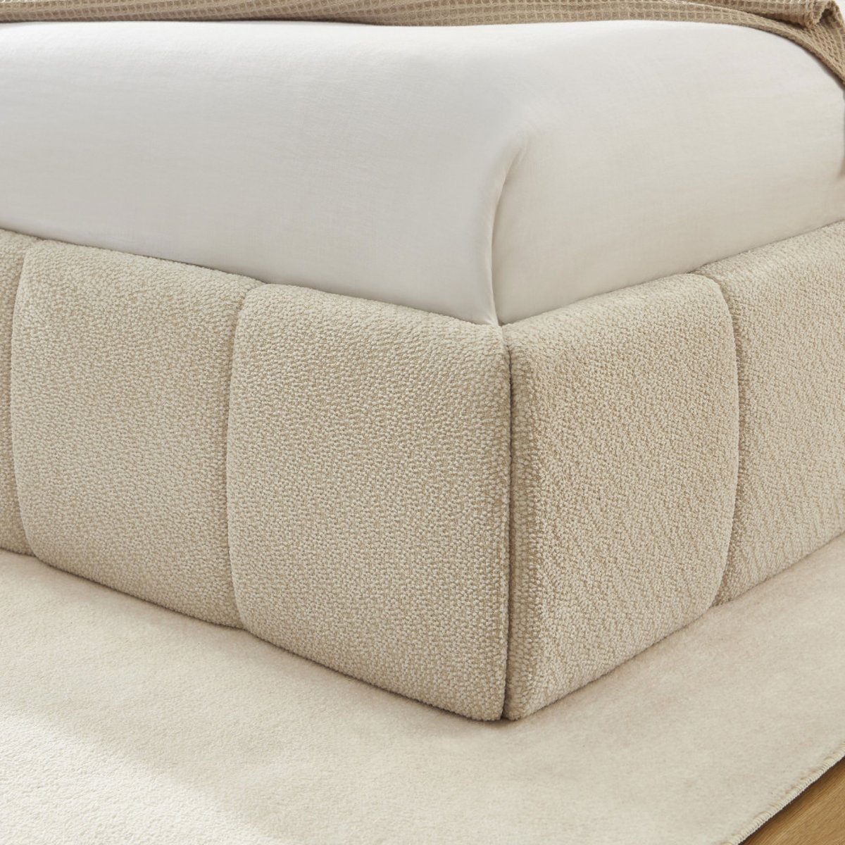 Lit coffre en tissu chenille 180x200cm- ROMEO beige, DRAWER