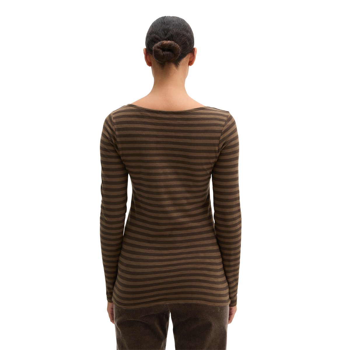 T-shirt long rayé regular en qualité Organic Cotton vieux rose, MARC O'POLO