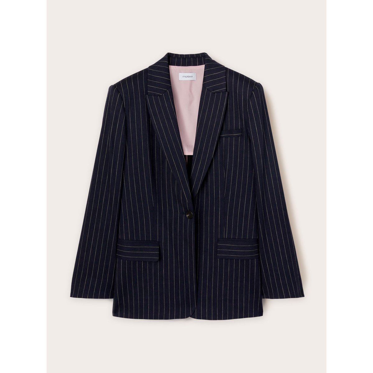 Blazer à simple boutonnage à rayures. bleu, MOTIVI