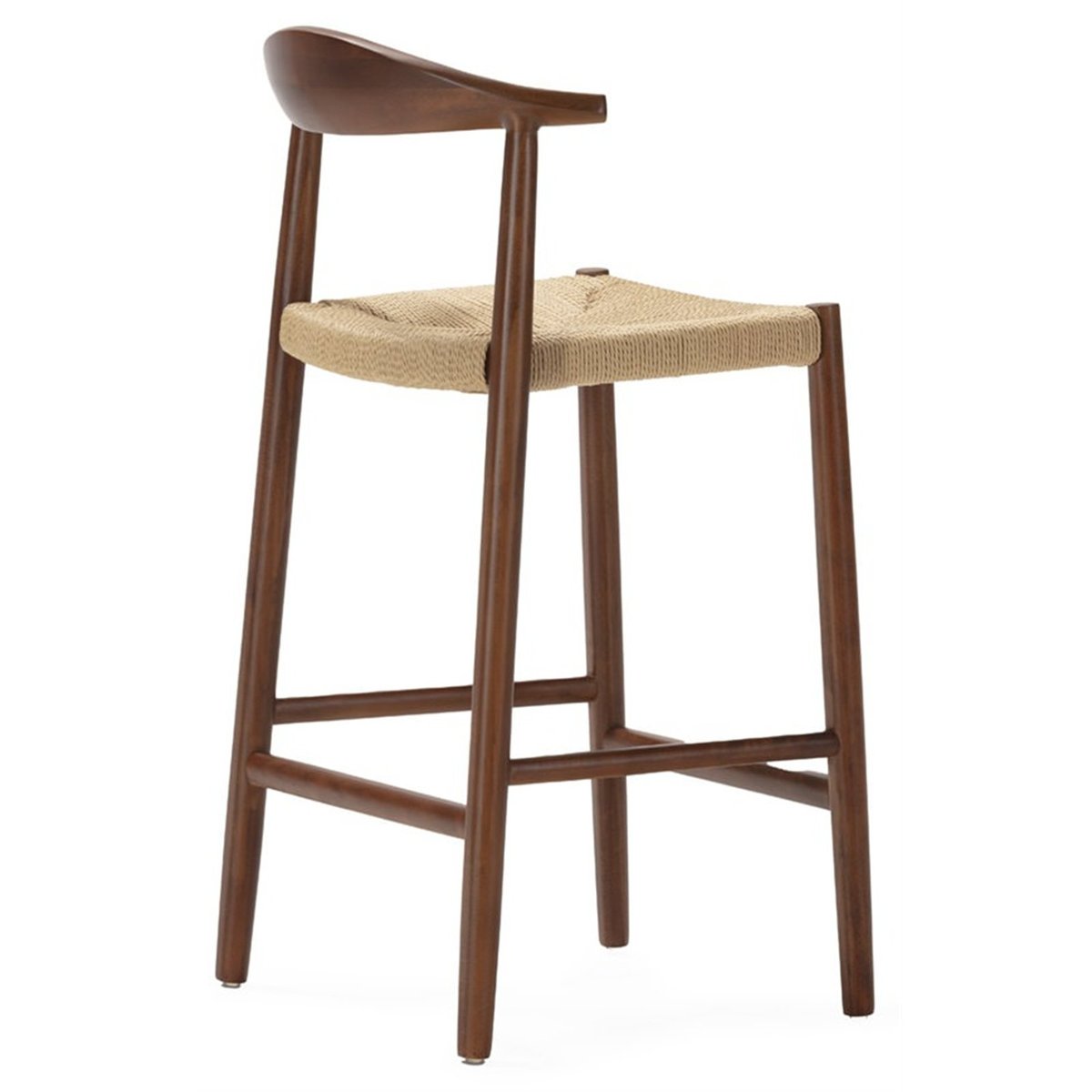 Tabouret haut en hêtre et corde de papier noyer, naturel, RECOLLECTION