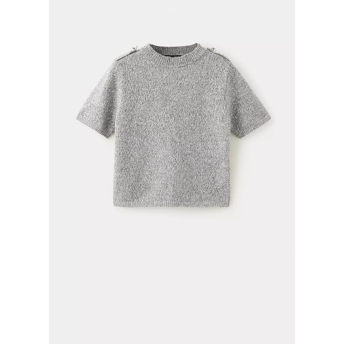 Pull-over maille épaulettes gris chiné clair, MANGO