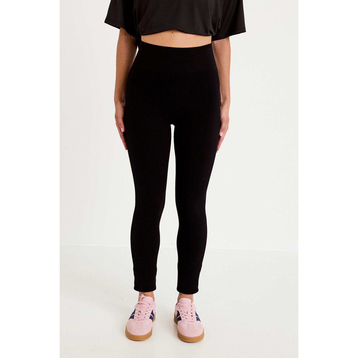Leggings taille haute sans couture noir, CACHE CACHE