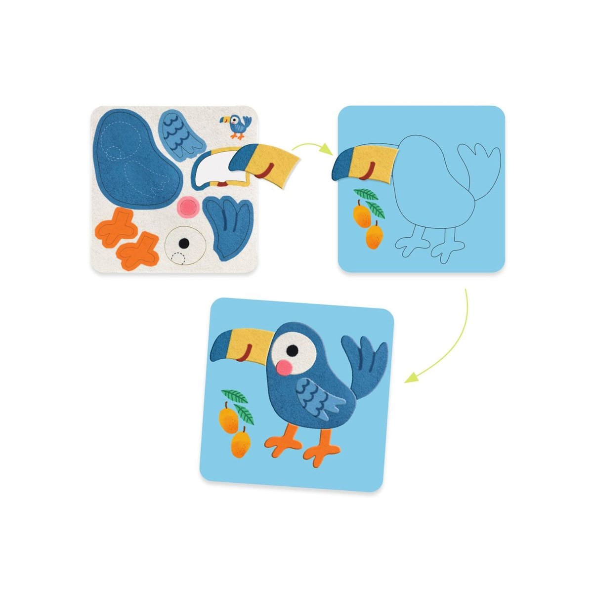 Tableaux de feutrine Animaux tout doux couleur unique, DJECO