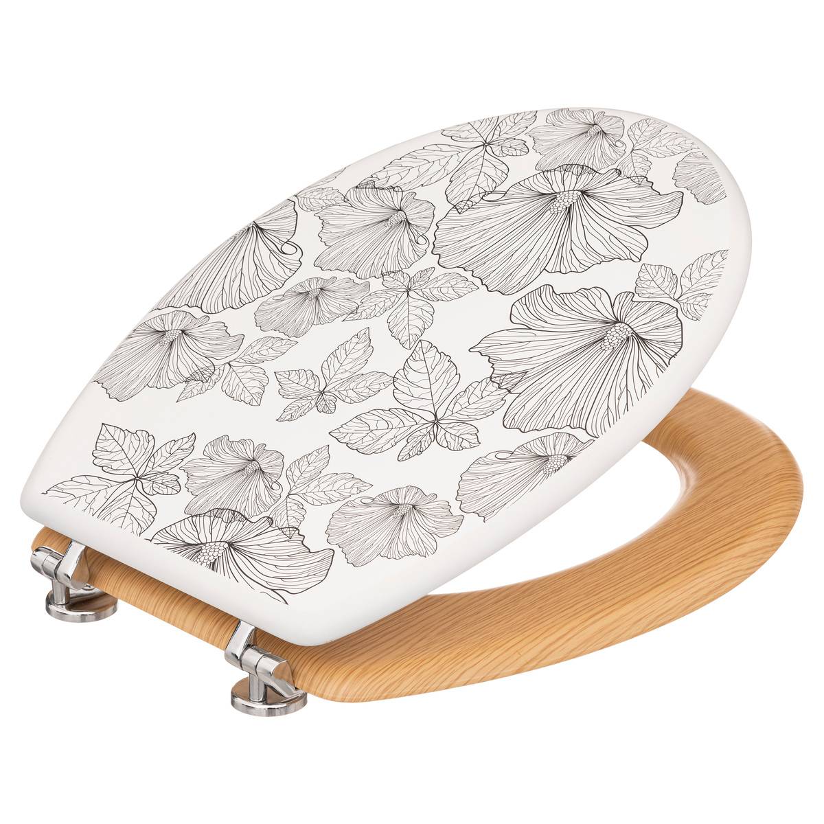 Abattant WC design végétal BLACKFLORA blanc, 5FIVE SIMPLY SMART