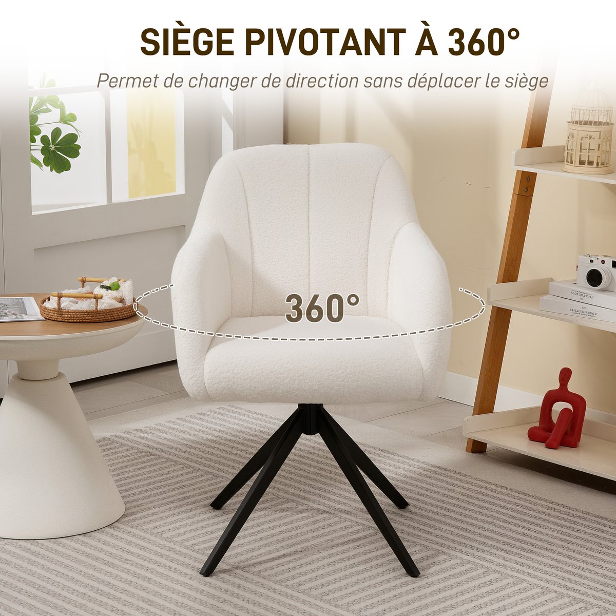 Accent Chair Polyester Blanc blanc, HOMCOM