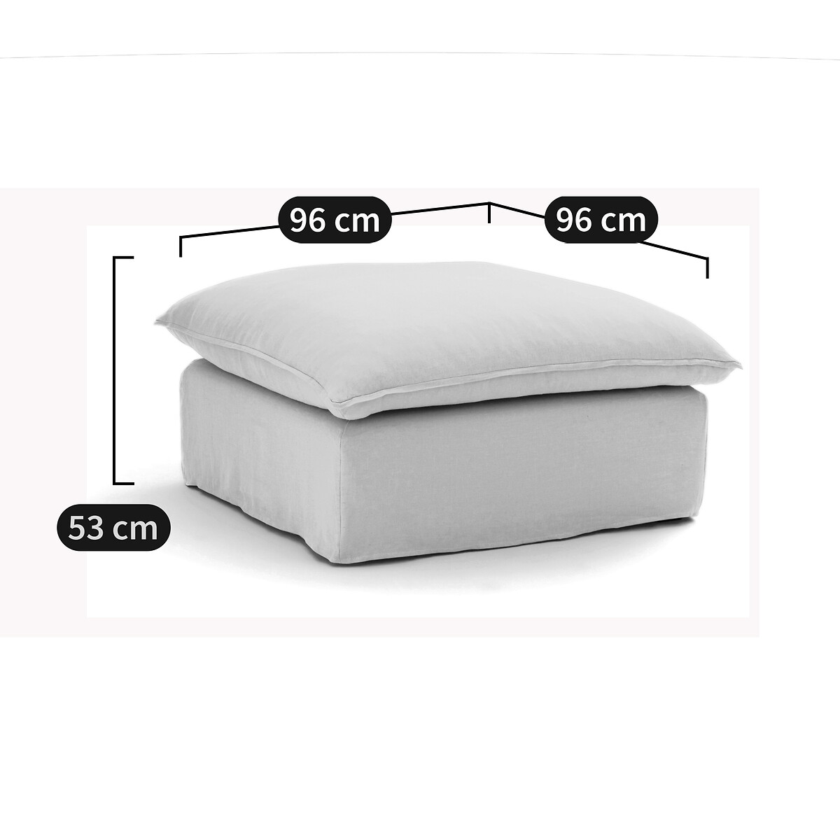 Pouf sfoderabile, lino stropicciato, Odna verde salvia, LA REDOUTE INTERIEURS