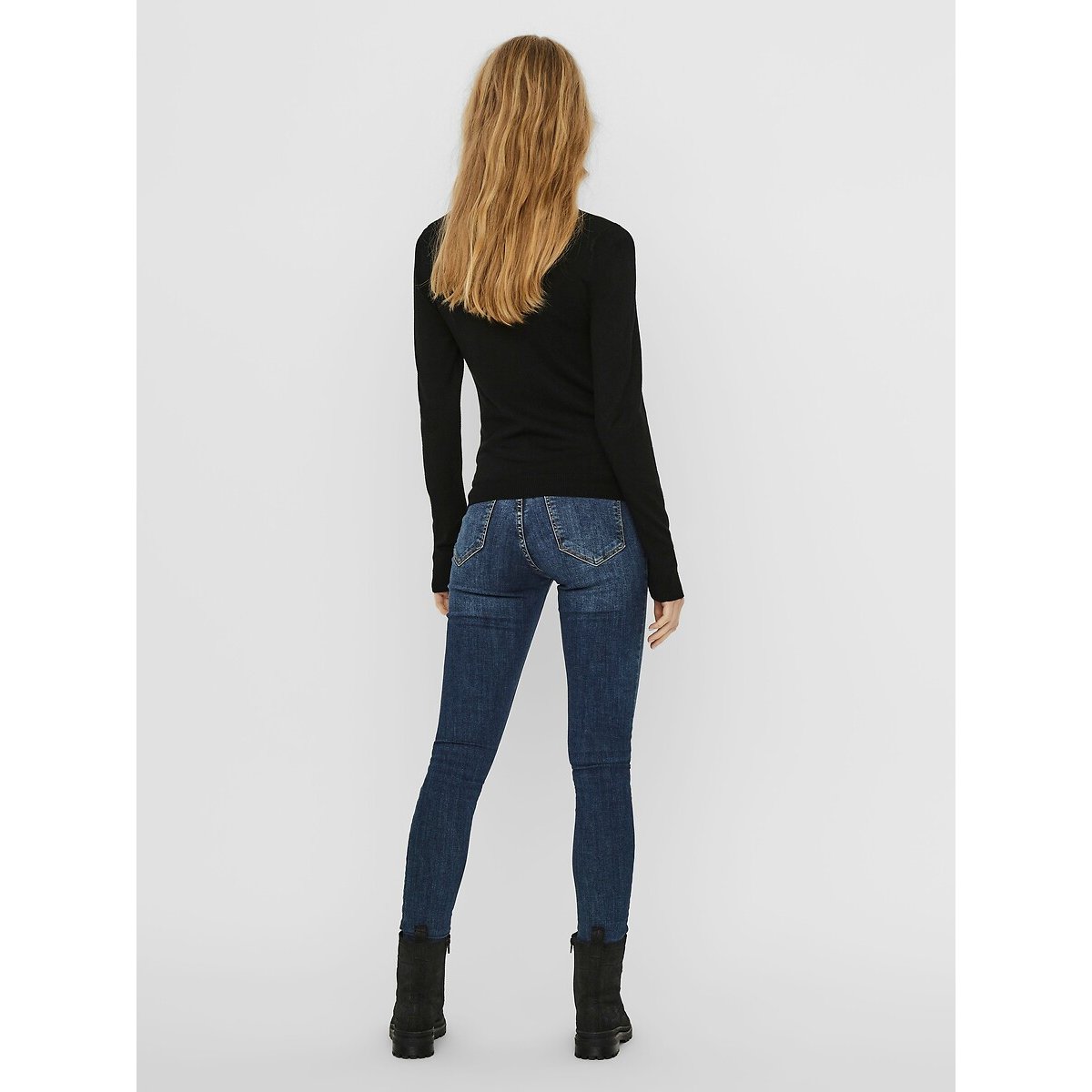 Pull col boule en fine maille noir, VERO MODA