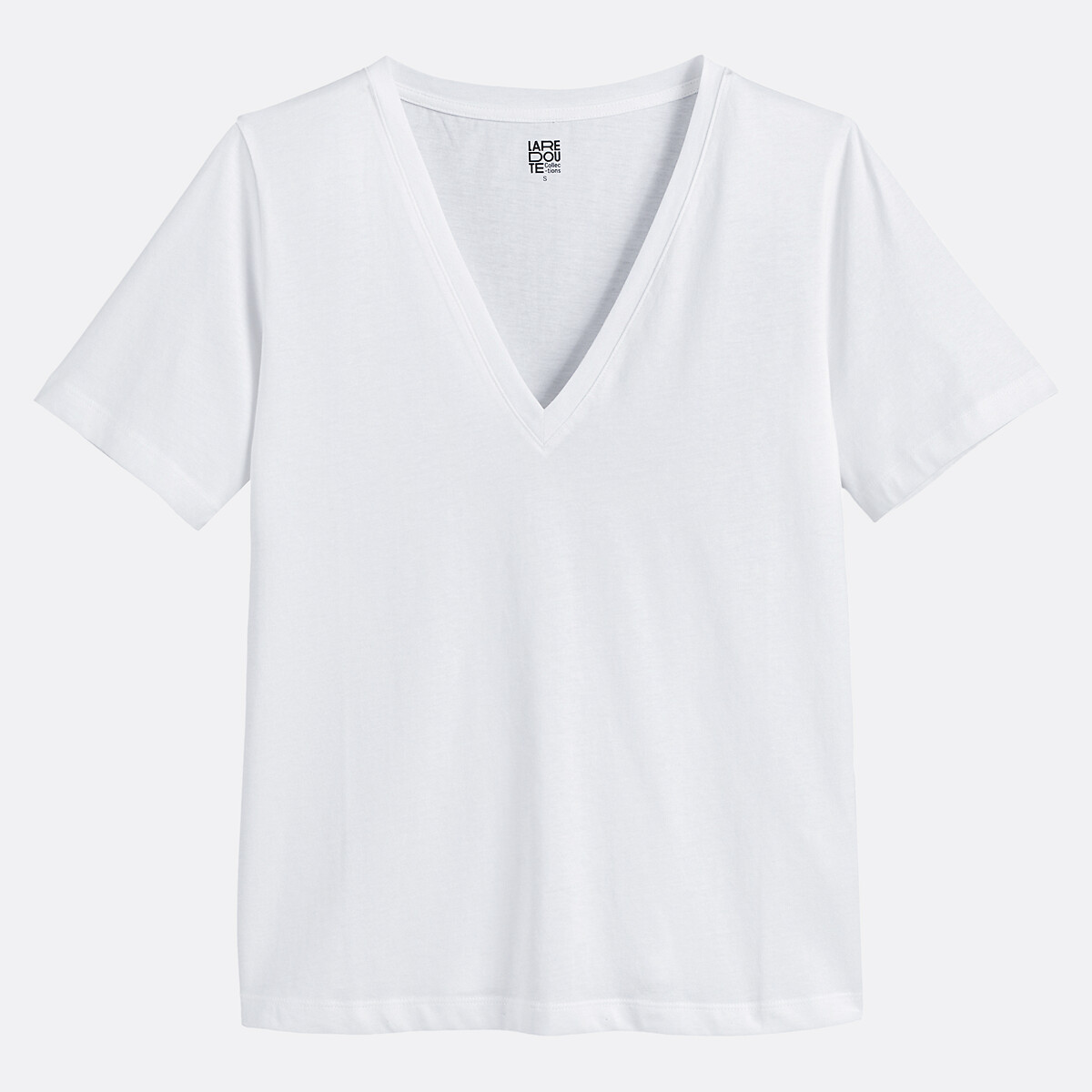 T-shirt loose scollo a V, maniche corte bianco, LA REDOUTE COLLECTIONS