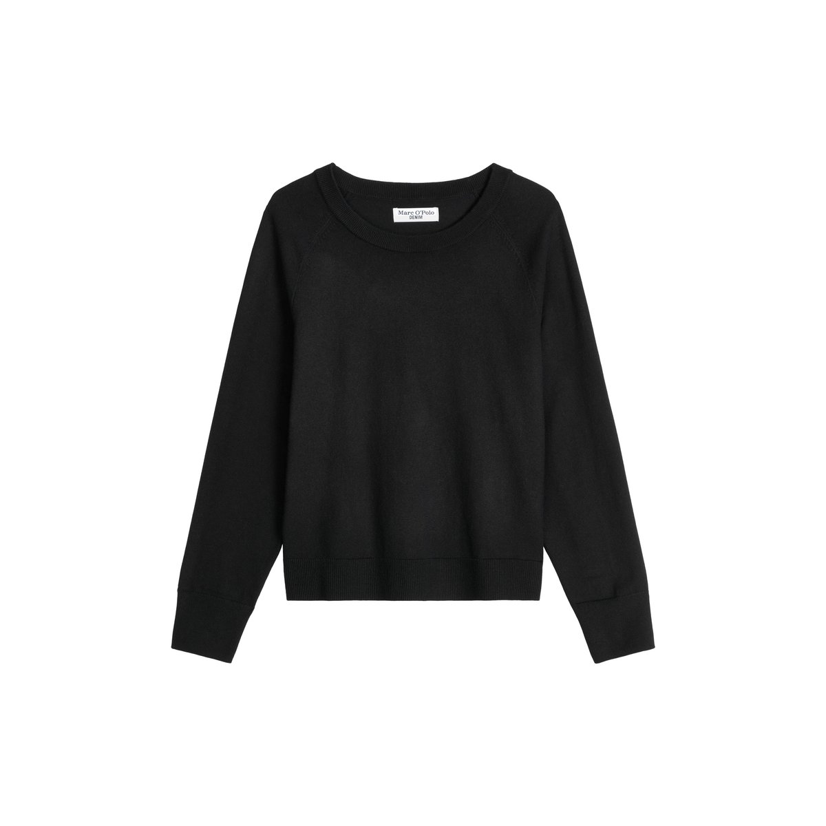 Pull en tricot regular en Soft Cotton Stretch noir, MARC O’POLO DENIM