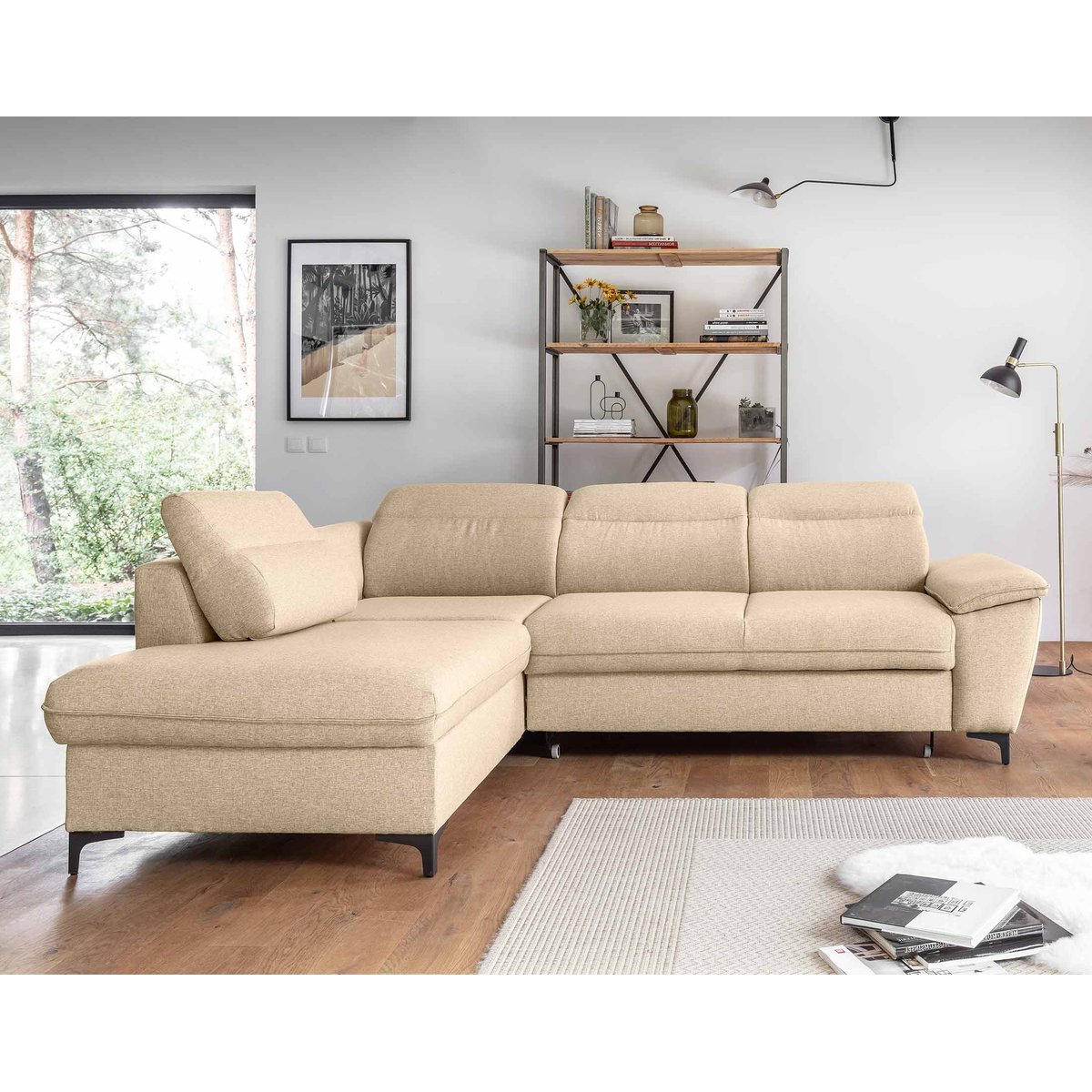 Canapé d'Angle Convertible 5 places - CLEVER beige, BEST MOBILIER