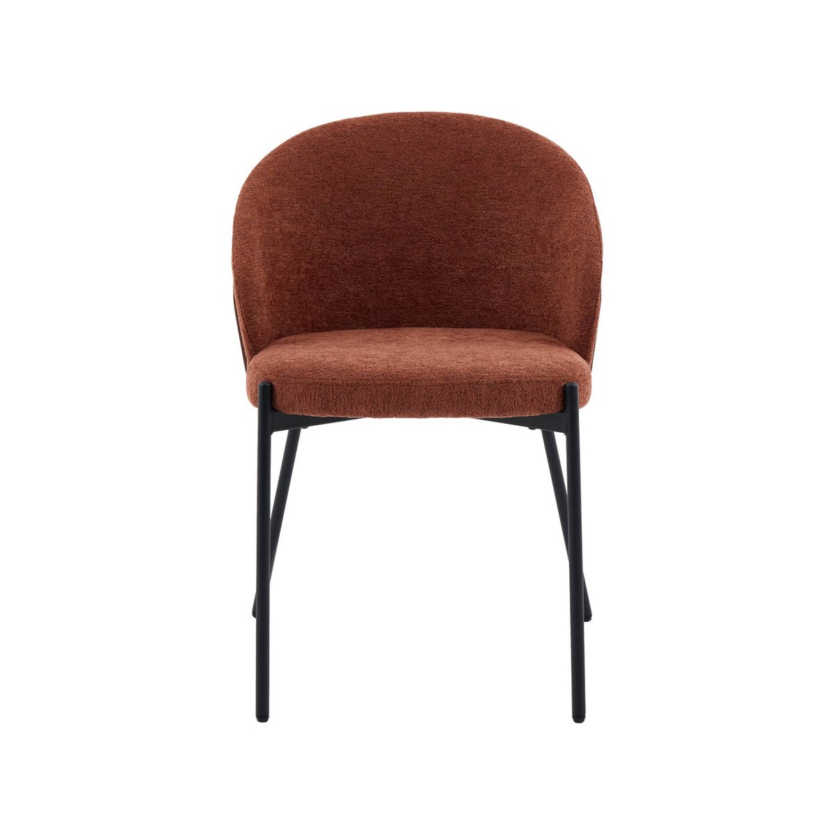 Chaise bois de peuplier teinté noyer, acier et tissu texturé (lot de 2) PAUL moutarde, SWEEEK
