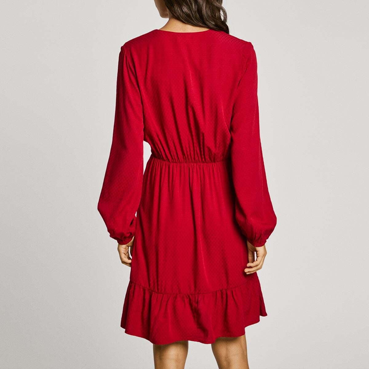 Robe Courte À Col V rouge brûlé, PEPE JEANS