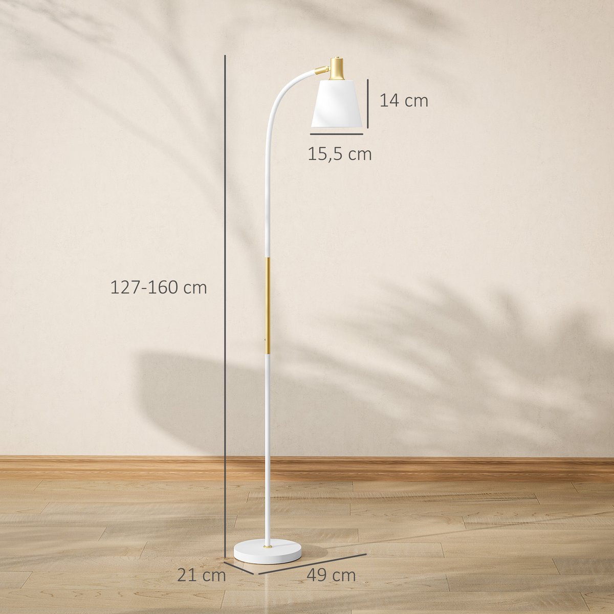 Lampadaire Métal Blanc blanc, HOMCOM
