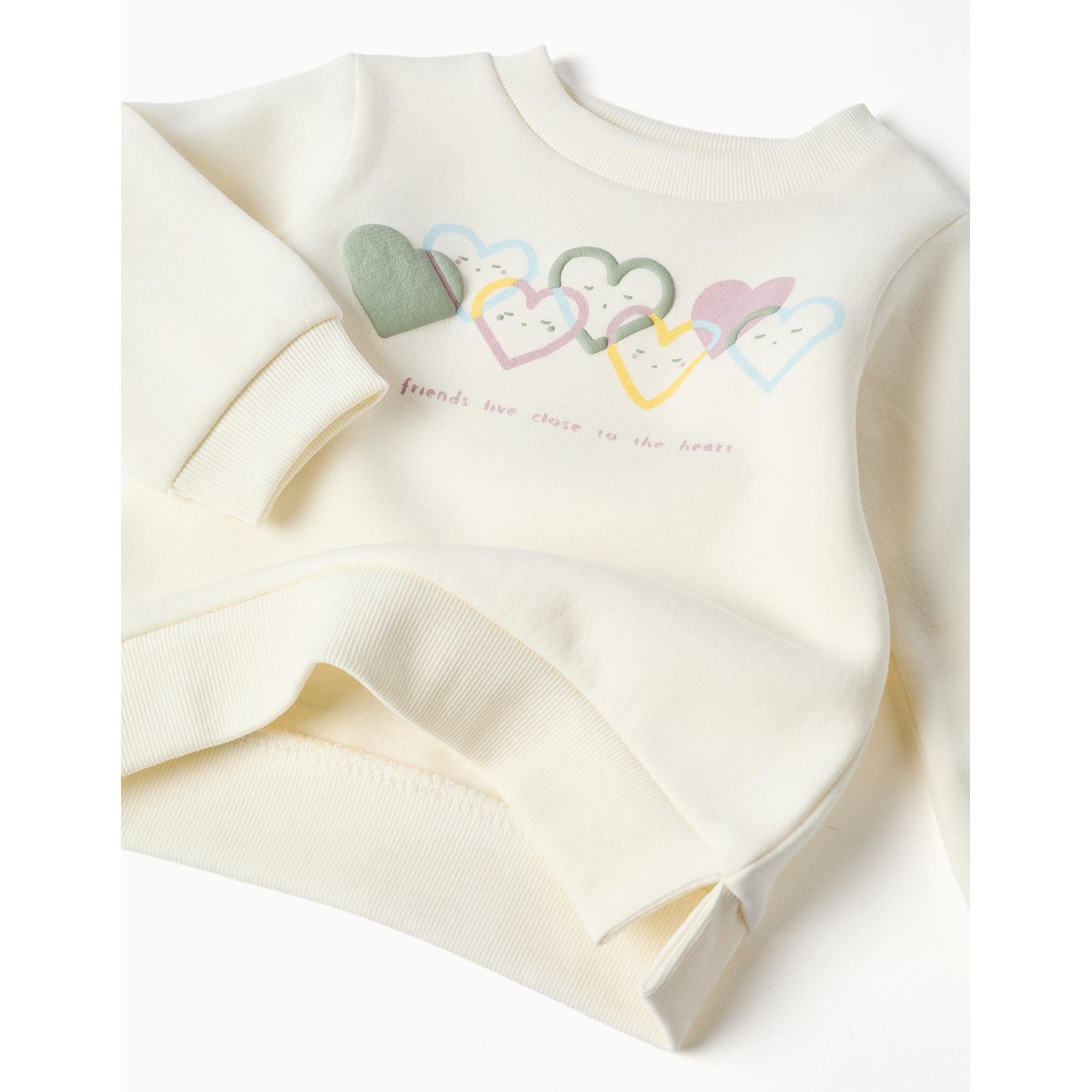 Ensemble de jogging en coton peigné avec imprimé cœur blanc, ZIPPY