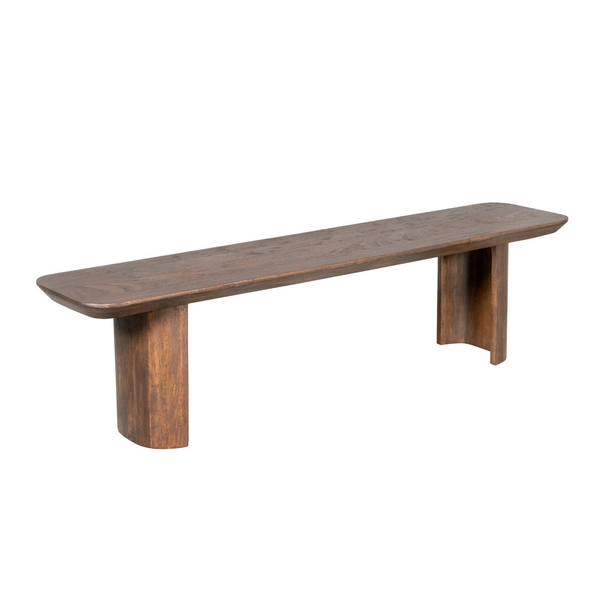 Banc de salle à manger bois foncé pieds courbes 280 cm ALMA marron, PIER IMPORT