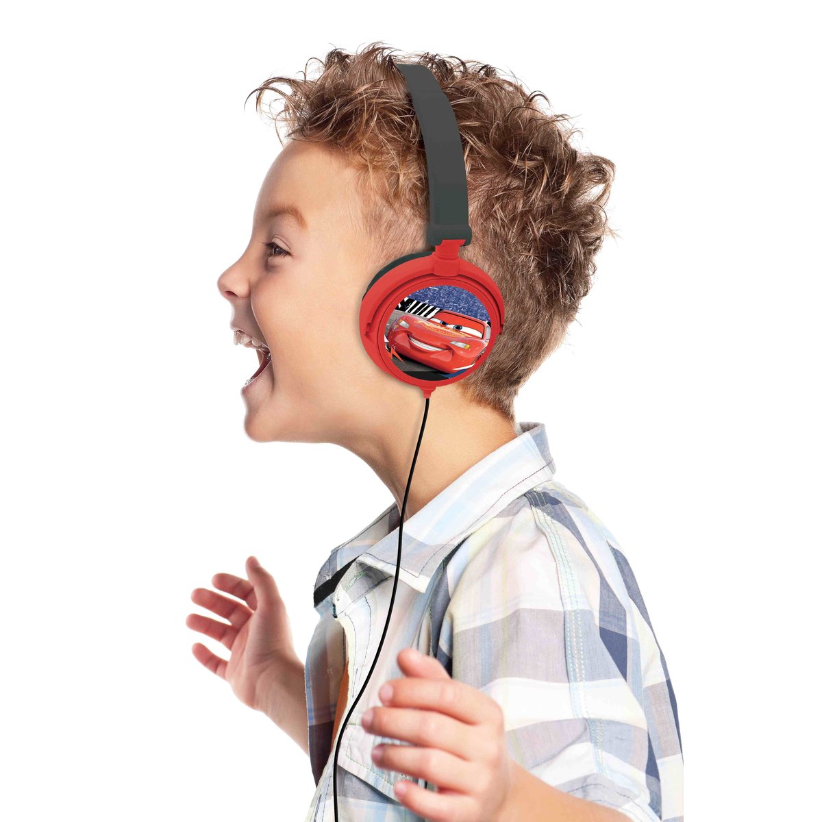 Casque stéréo filaire pliable avec limitation de volume d'écoute Disney Cars rouge, LEXIBOOK