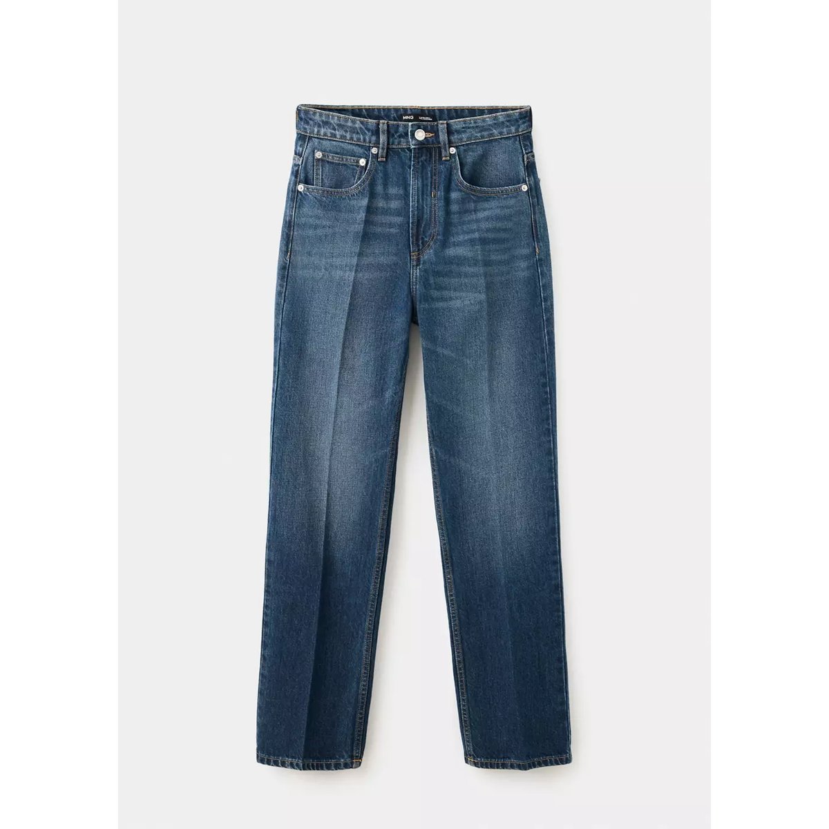 Jean droit taille haute bleu foncé, MANGO