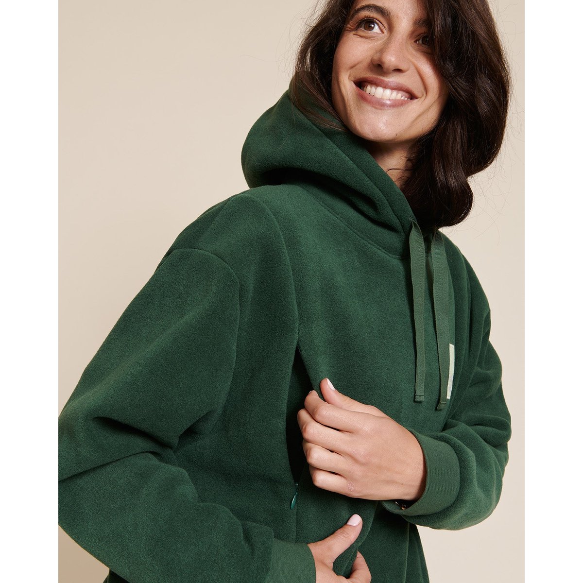 Sweat d'allaitement en polaire recyclée, MOTHER NATURE vert - vert nuit, EMOI EMOI
