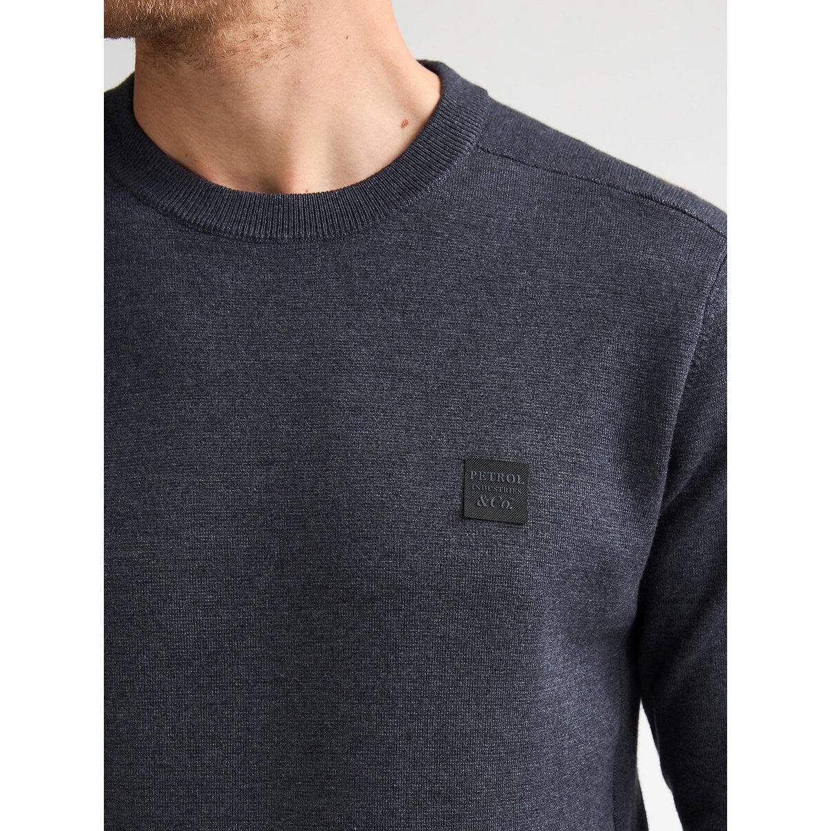 Pull col rond en fine maille bleu marine, PETROL INDUSTRIES