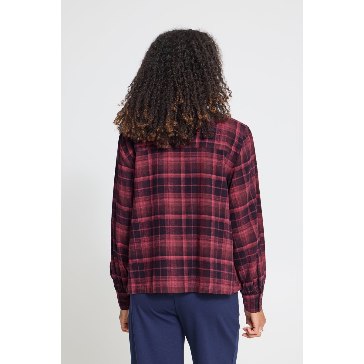 Chemise à manches longues rose fruit dove check, ICHI